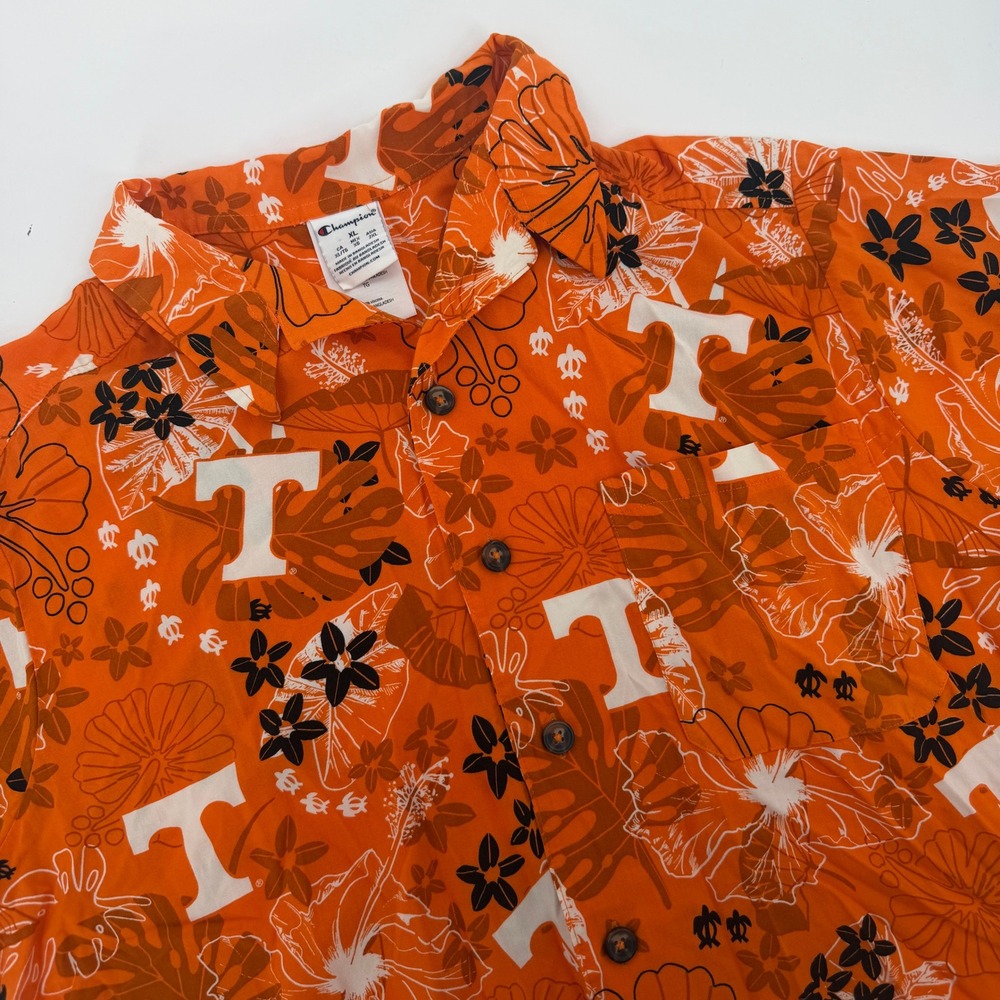 Champion Tennessee Volunteers Mens XL Orange Tropical Floral Button Down Shirt